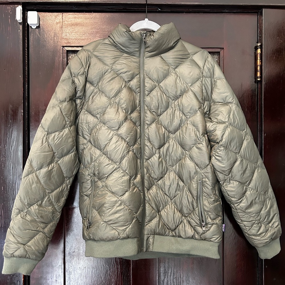 Patagonia Olive Green Down Bomber Jacket